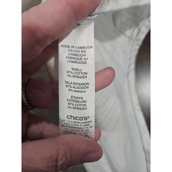 NWT Chico's White Plaid Corduroy Shirt Button Down Size 2 Medium M Women's - Picture 5 of 9